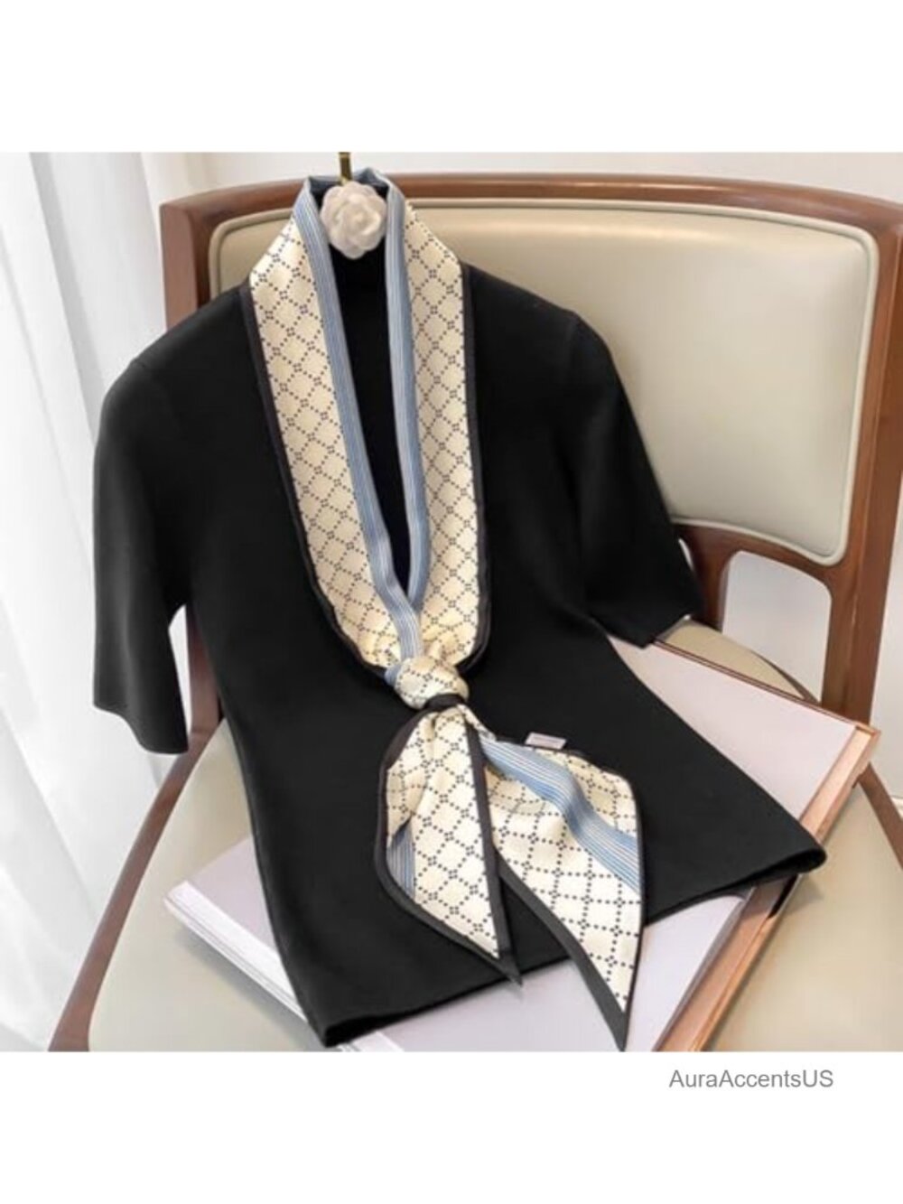 5.5x59" Polyester Silk-Like Fashion Scarf Hairband Neck Scarf - Picture 3 of 5